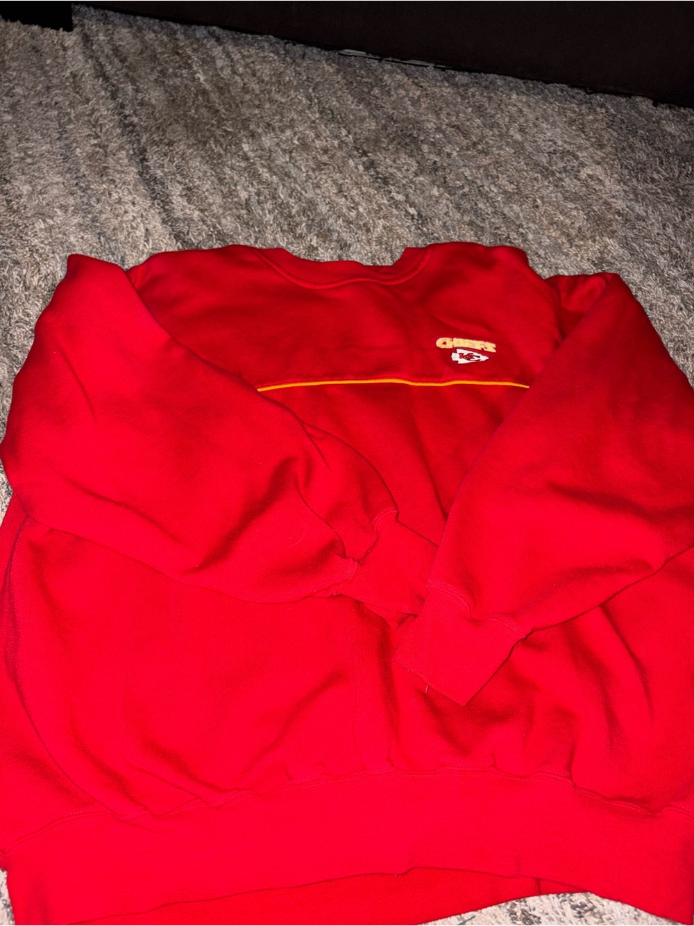 NFL Red Crewneck Sweatshirt with Yellow Accent Kansas City chiefs football